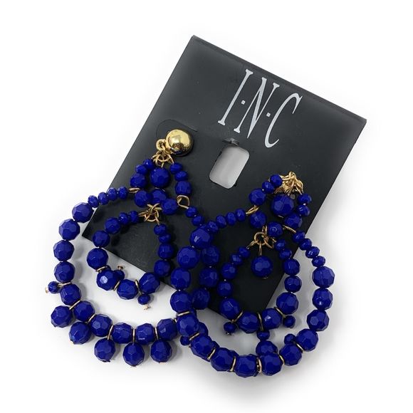 4/$25 INC Gold-Tone Beaded Hoop Gyspy Earrings NEW - Picture 2 of 2